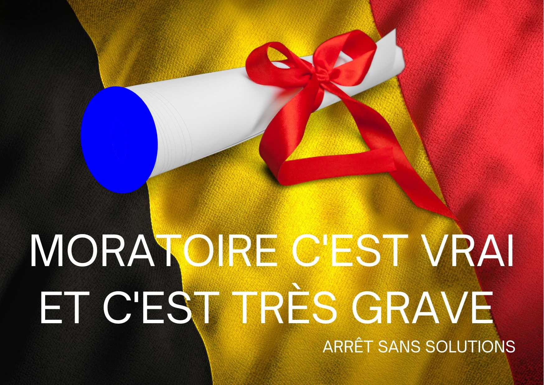image d'illustration double effet moratoire parchemin bleu blanc rouge sur drapeau belge froissé