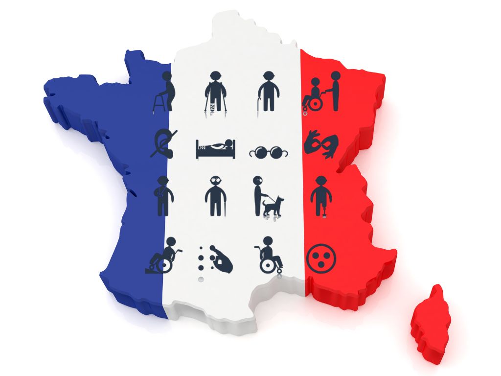 Carte de France et icones différents handicaps