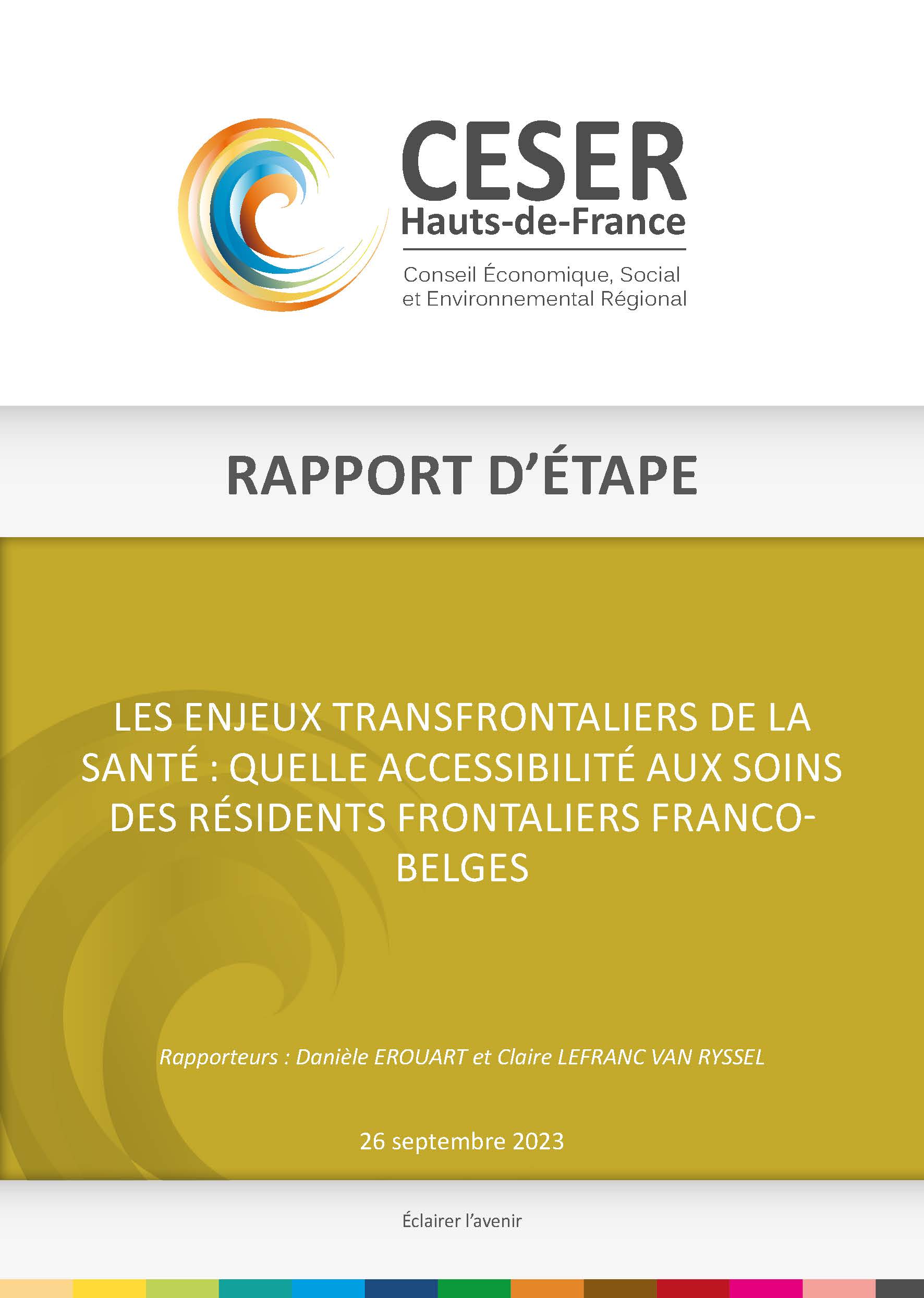 Couverture du rapport CESER HDF sur les enjeux transfrontaliers de la santé
